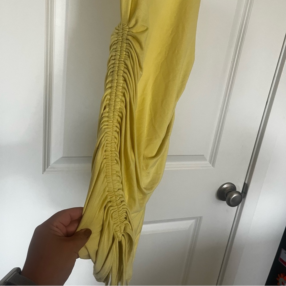 Yellow Ruched Midi Dress - Picture 3 of 5